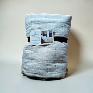 Hearth and Hand with Magnolia Full Queen Textured Coverlet Cream amd Tan Plaid